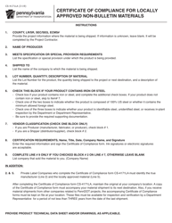 Form CS-4171LA Certificate of Compliance for Locally Approved Non-bulletin Materials - Pennsylvania, Page 2
