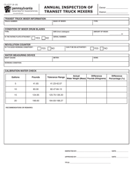 Document preview: Form CS-4337 Plant Inspector's Report of Transit Truck Mixers - Pennsylvania