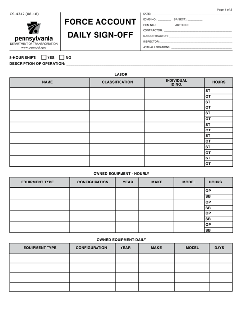 Form CS-4347  Printable Pdf