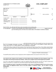 Form AOPC308A &quot;Civil Complaint&quot; - Pennsylvania
