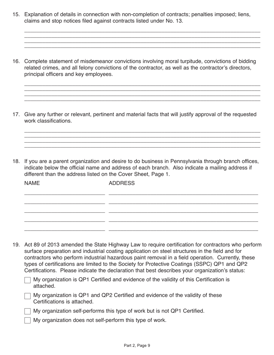 Form CS-4300NS New Subcontractor Application - Pennsylvania, Page 16