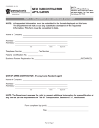 Form CS-4300NS New Subcontractor Application - Pennsylvania