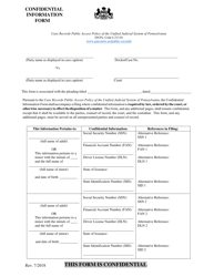 Confidential Information Form - Pennsylvania
