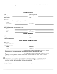 Form CPCMS2046 Motion to Proceed in Forma Pauperis - Pennsylvania, Page 2