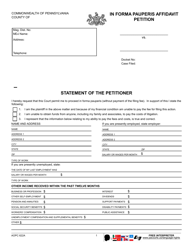 Form AOPC622A &quot;In Forma Pauperis Affidavit Petition&quot; - Pennsylvania