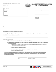 Form AOPC334 &quot;Request for Determination of Abandonment&quot; - Pennsylvania