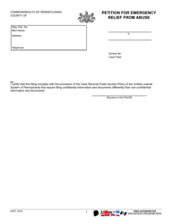 Form AOPC307A Petition for Emergency Relief From Abuse - Pennsylvania, Page 2