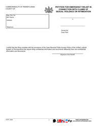Form AOPC306A Petition for Emergency Relief in Connection With Claims of Sexual Violence or Intimidation - Pennsylvania, Page 2