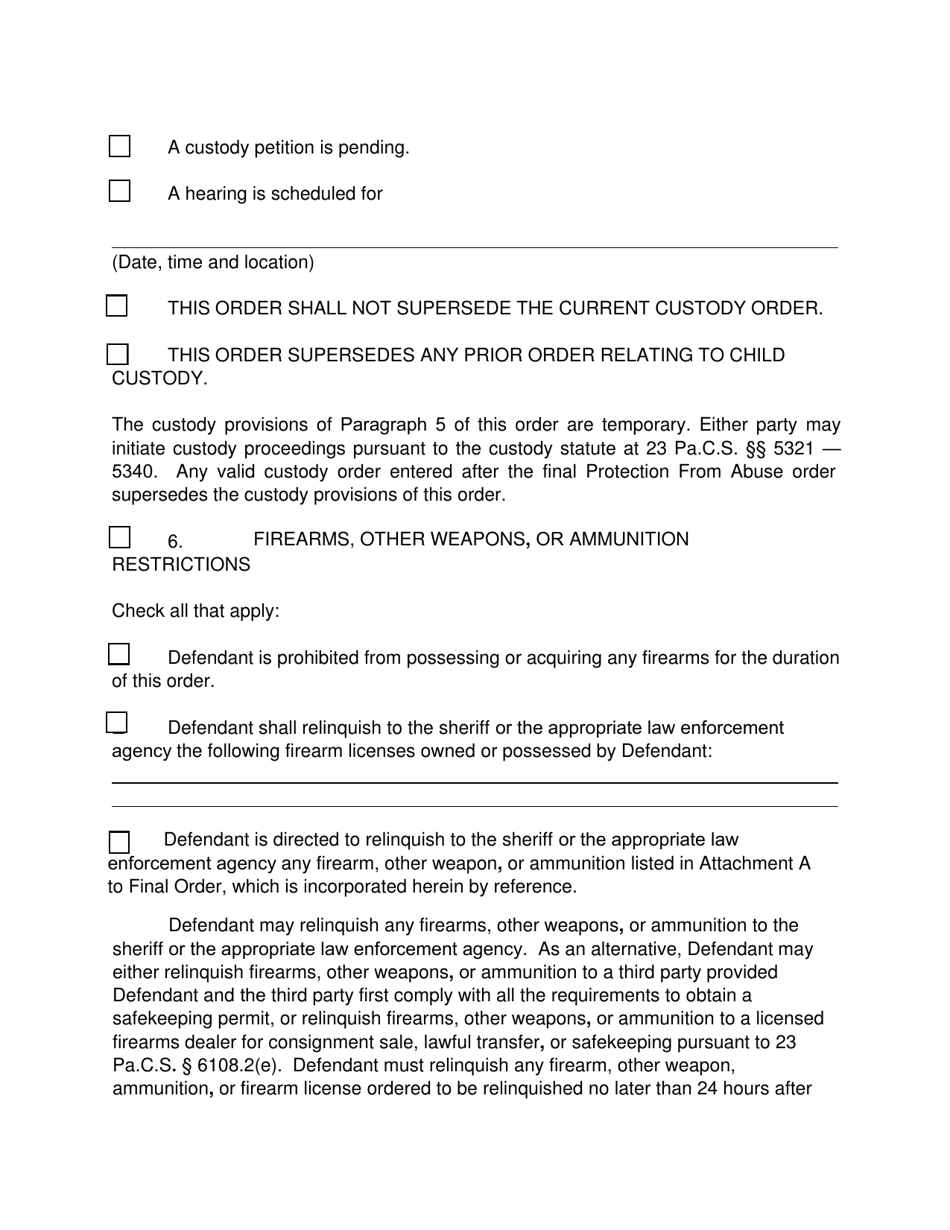Final Protection From Abuse Order - Pennsylvania, Page 4