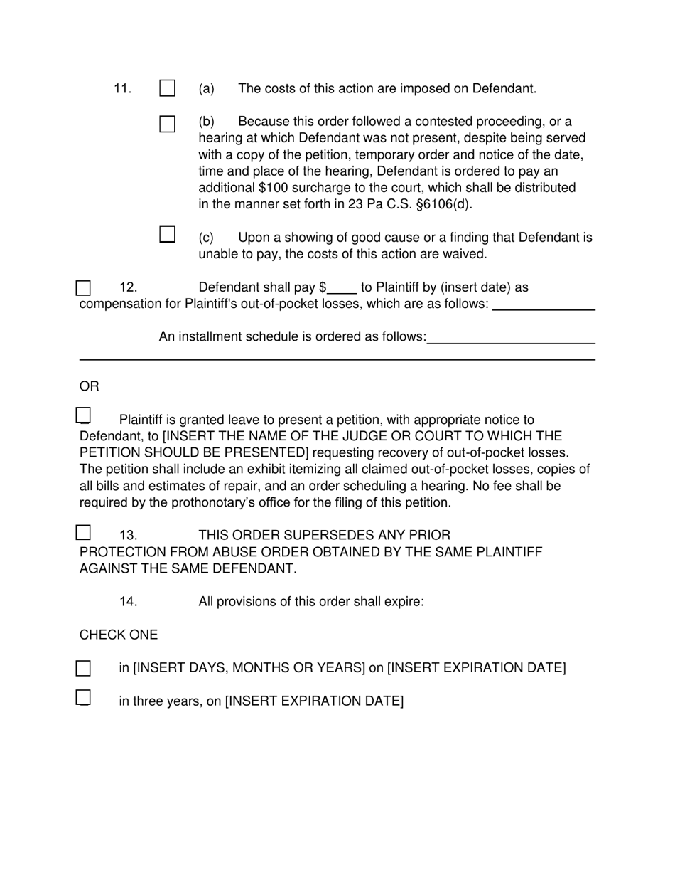 Pennsylvania Final Protection From Abuse Order Fill Out, Sign Online