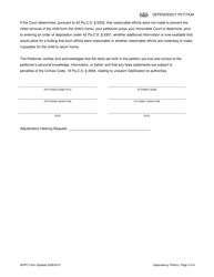 Dependency Petition Form - Pennsylvania, Page 3