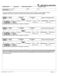Form AOPC J232A Written Allegation - Single Summary of Offenses - Pennsylvania, Page 2