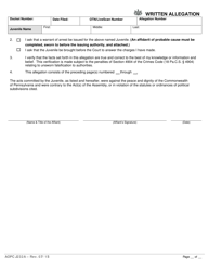 Form AOPC J232A Written Allegation - Single Summary of Offenses - Pennsylvania, Page 3