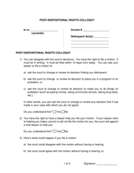 Post-dispositional Rights Colloquy Form - Pennsylvania