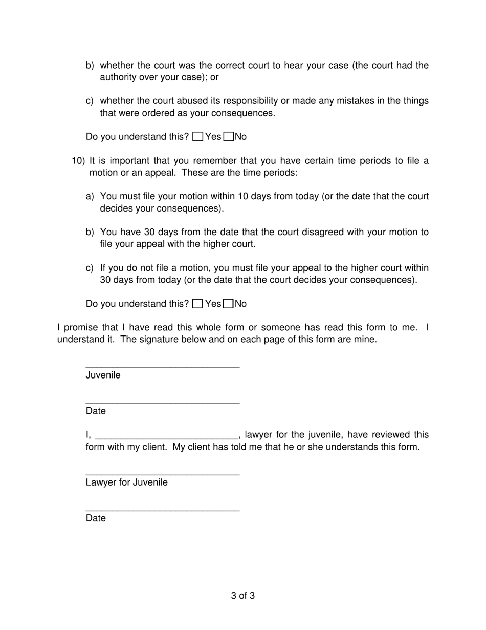 Post-dispositional Rights Colloquy Form - Pennsylvania, Page 3
