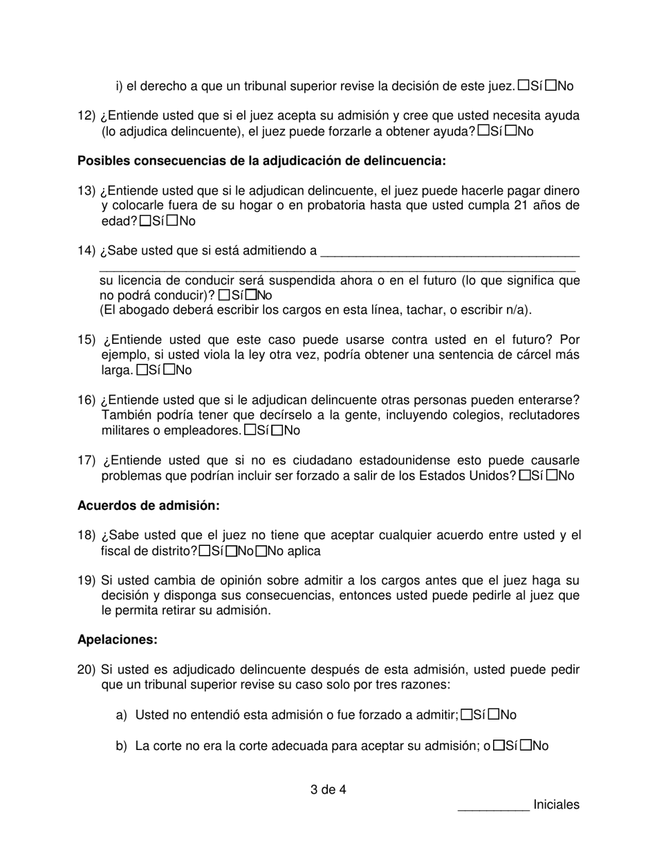 Formulario De Admision - Pennsylvania (Spanish), Page 3