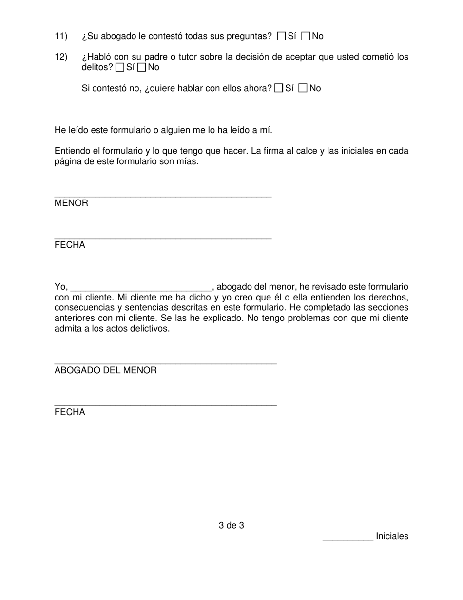 Apendice Al Formulario De Admision - Pennsylvania (Spanish), Page 3