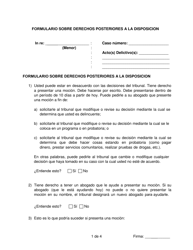 &quot;Formulario Sobre Derechos Posteriores a La Disposicion&quot; - Pennsylvania (Spanish)