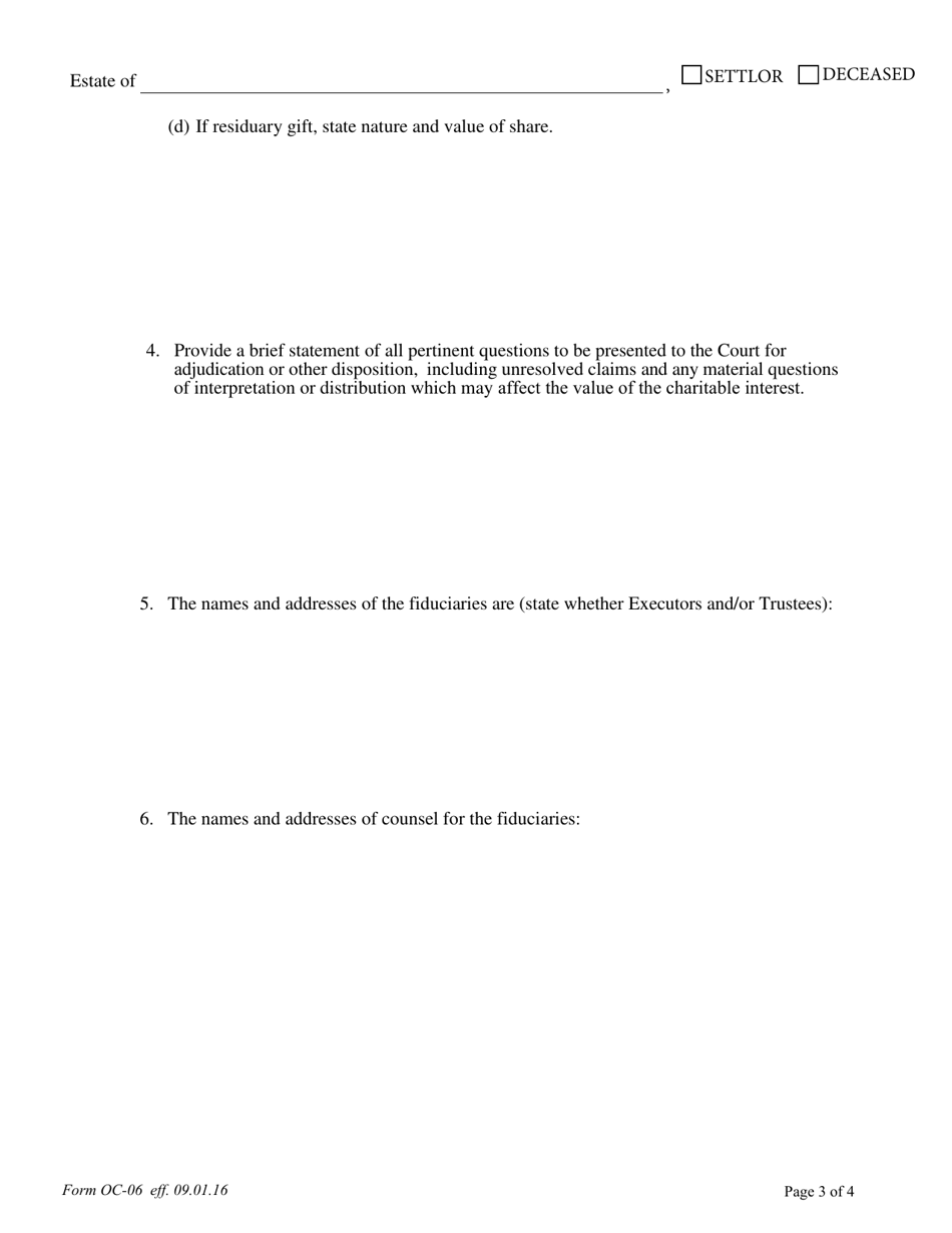 Form OC-06 Notice of Charitable Gift (In Accordance With Pa. O.c. Rule 4.4) - Pennsylvania, Page 3