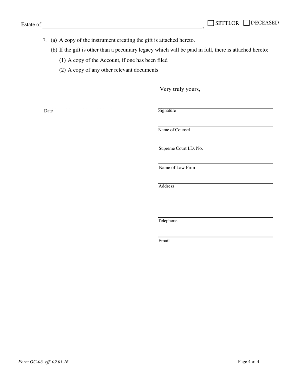 Form OC-06 Notice of Charitable Gift (In Accordance With Pa. O.c. Rule 4.4) - Pennsylvania, Page 4