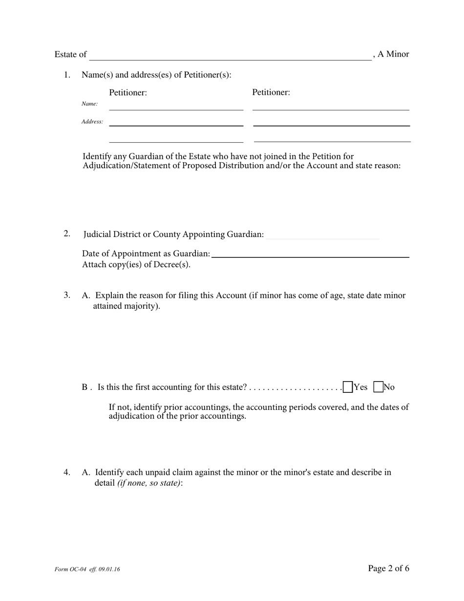 Form OC-4 Petition for Adjudication / Statement of Proposed Distribution Pursuant to Pa. O.c. Rule 2.4 - Pennsylvania, Page 2