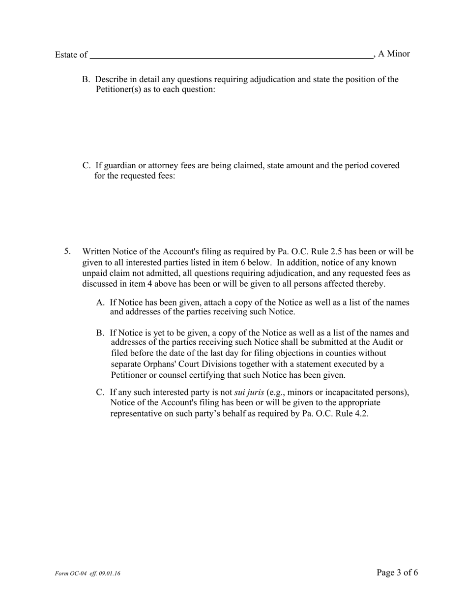 Form OC-4 Petition for Adjudication / Statement of Proposed Distribution Pursuant to Pa. O.c. Rule 2.4 - Pennsylvania, Page 3