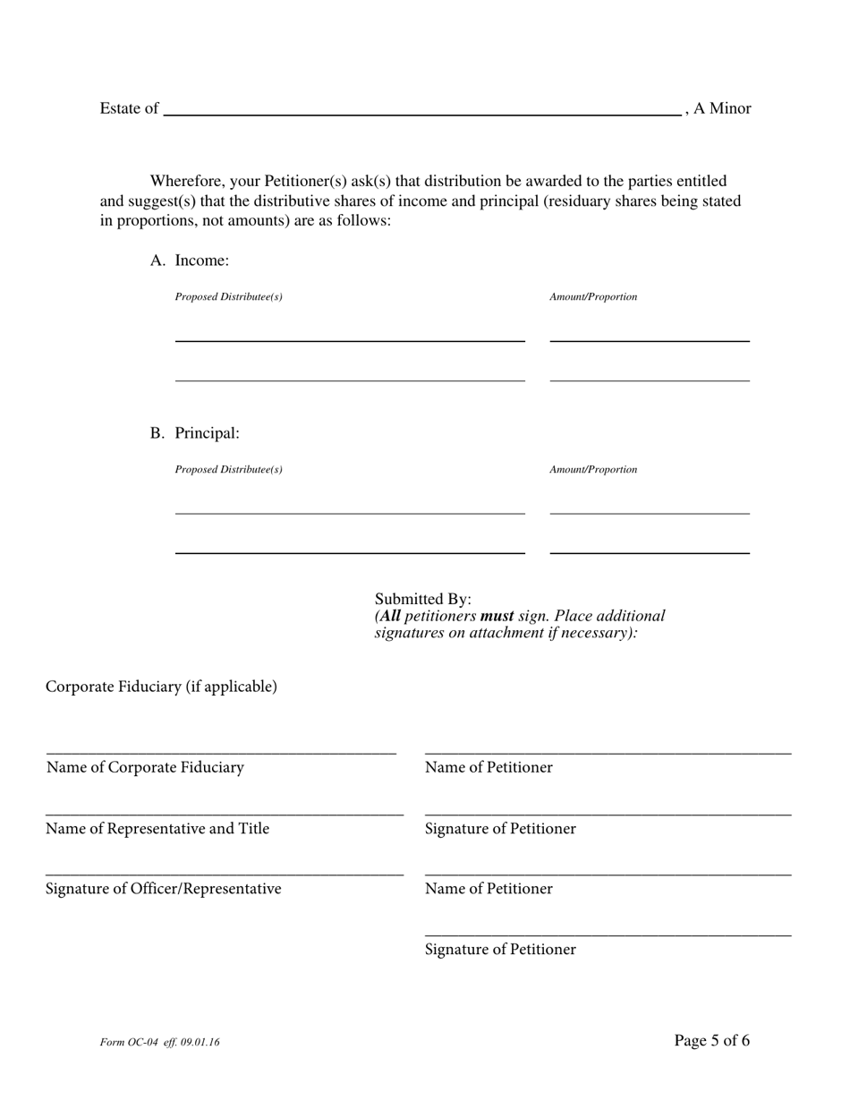 Form OC-4 Petition for Adjudication / Statement of Proposed Distribution Pursuant to Pa. O.c. Rule 2.4 - Pennsylvania, Page 5