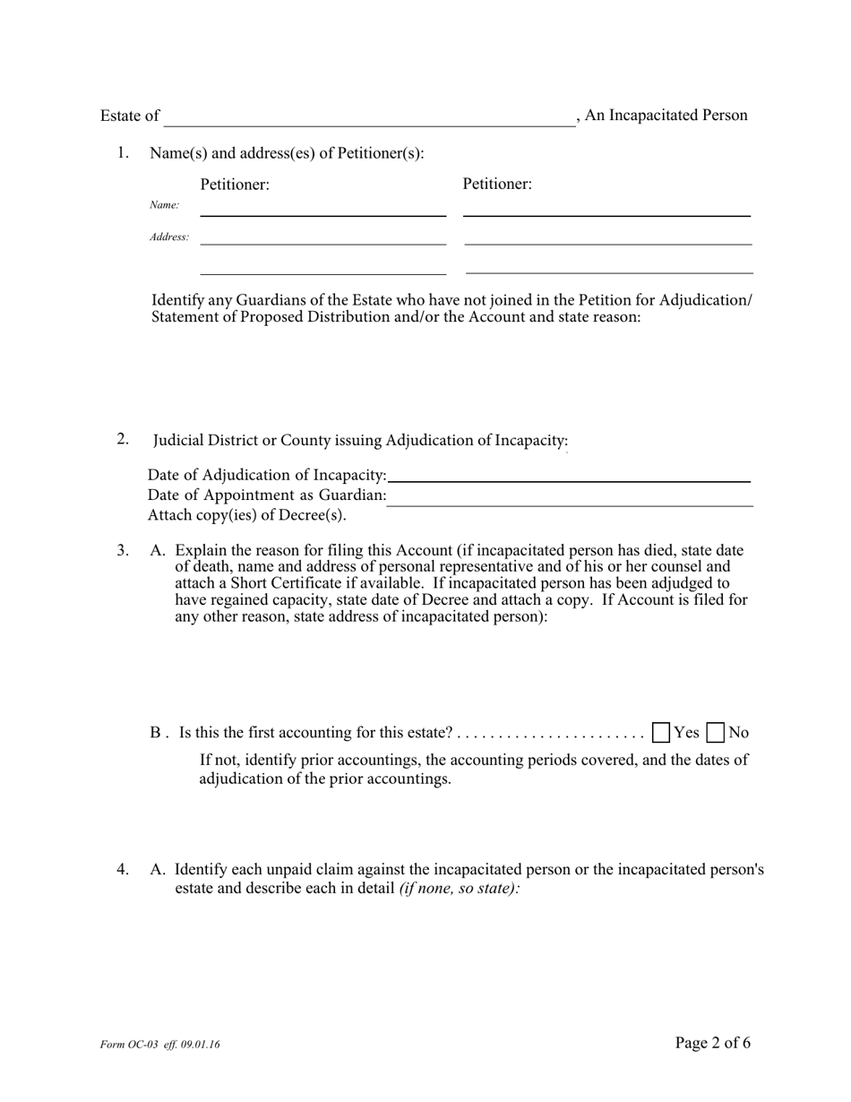 Form OC-03 Petition for Adjudication / Statement of Proposed Distribution Pursuant to Pa. O.c. Rule 2.4 - Pennsylvania, Page 2
