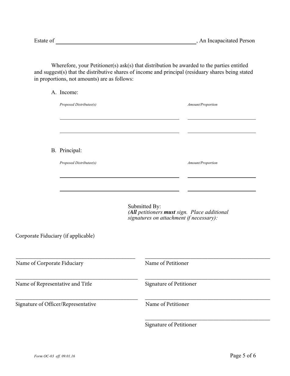 Form OC-03 Petition for Adjudication / Statement of Proposed Distribution Pursuant to Pa. O.c. Rule 2.4 - Pennsylvania, Page 5