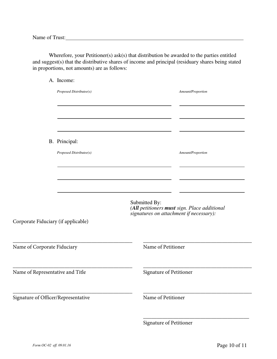 Form OC-2 Petition for Adjudication / Statement of Proposed Distribution Pursuant to Pa. O.c. Rule 2.4 - Pennsylvania, Page 10