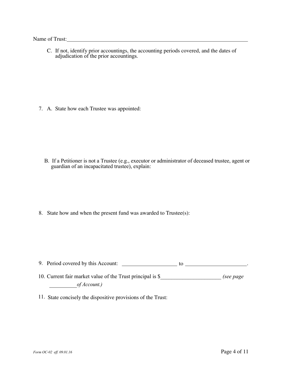 Form OC-2 Petition for Adjudication / Statement of Proposed Distribution Pursuant to Pa. O.c. Rule 2.4 - Pennsylvania, Page 4