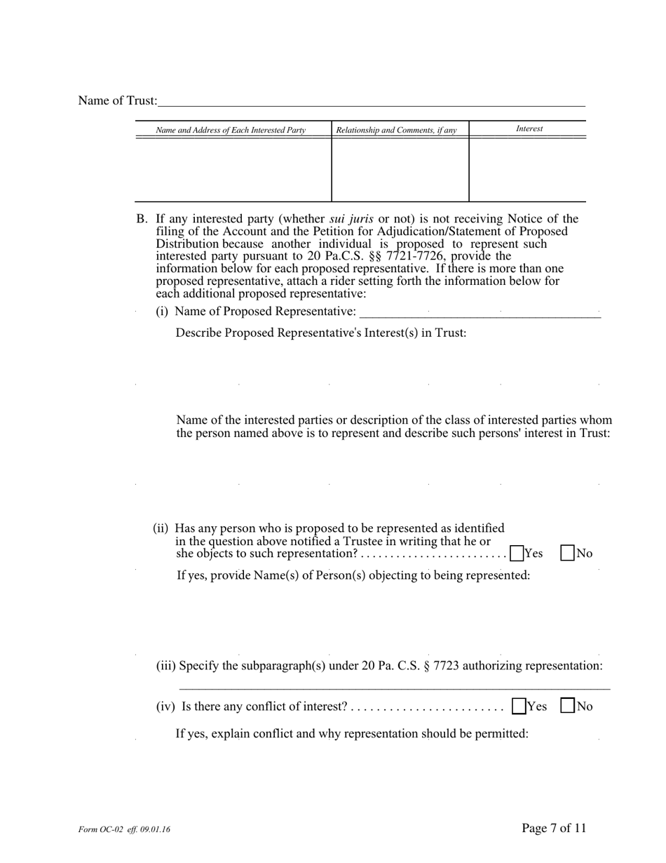 Form OC-2 Petition for Adjudication / Statement of Proposed Distribution Pursuant to Pa. O.c. Rule 2.4 - Pennsylvania, Page 7