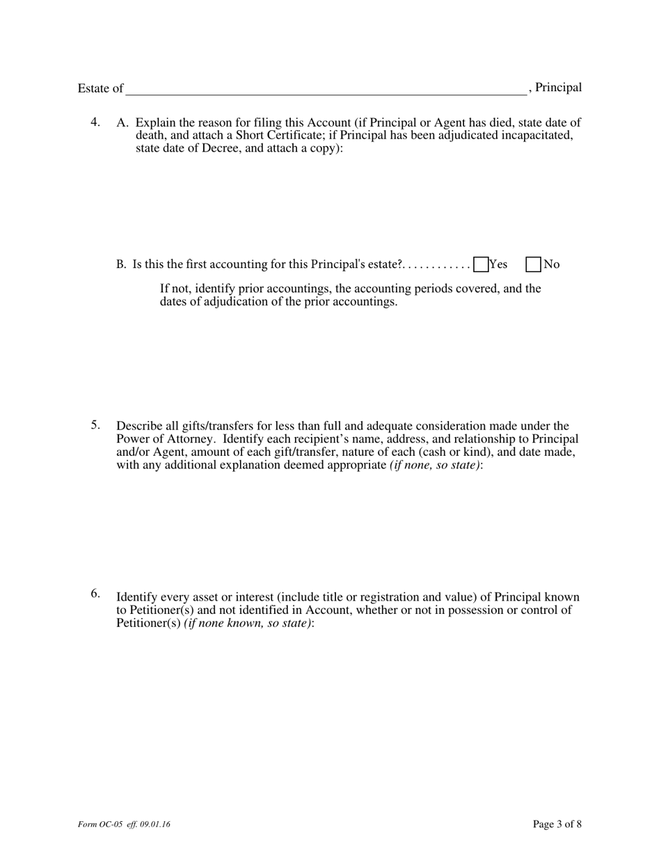 Form OC-05 Petition for Adjudication - Principals Estate (Under Power of Attorney) - Pennsylvania, Page 3