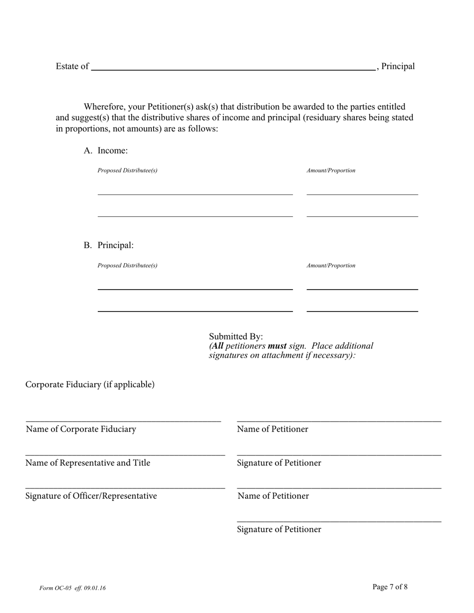 Form OC-05 Petition for Adjudication - Principals Estate (Under Power of Attorney) - Pennsylvania, Page 7