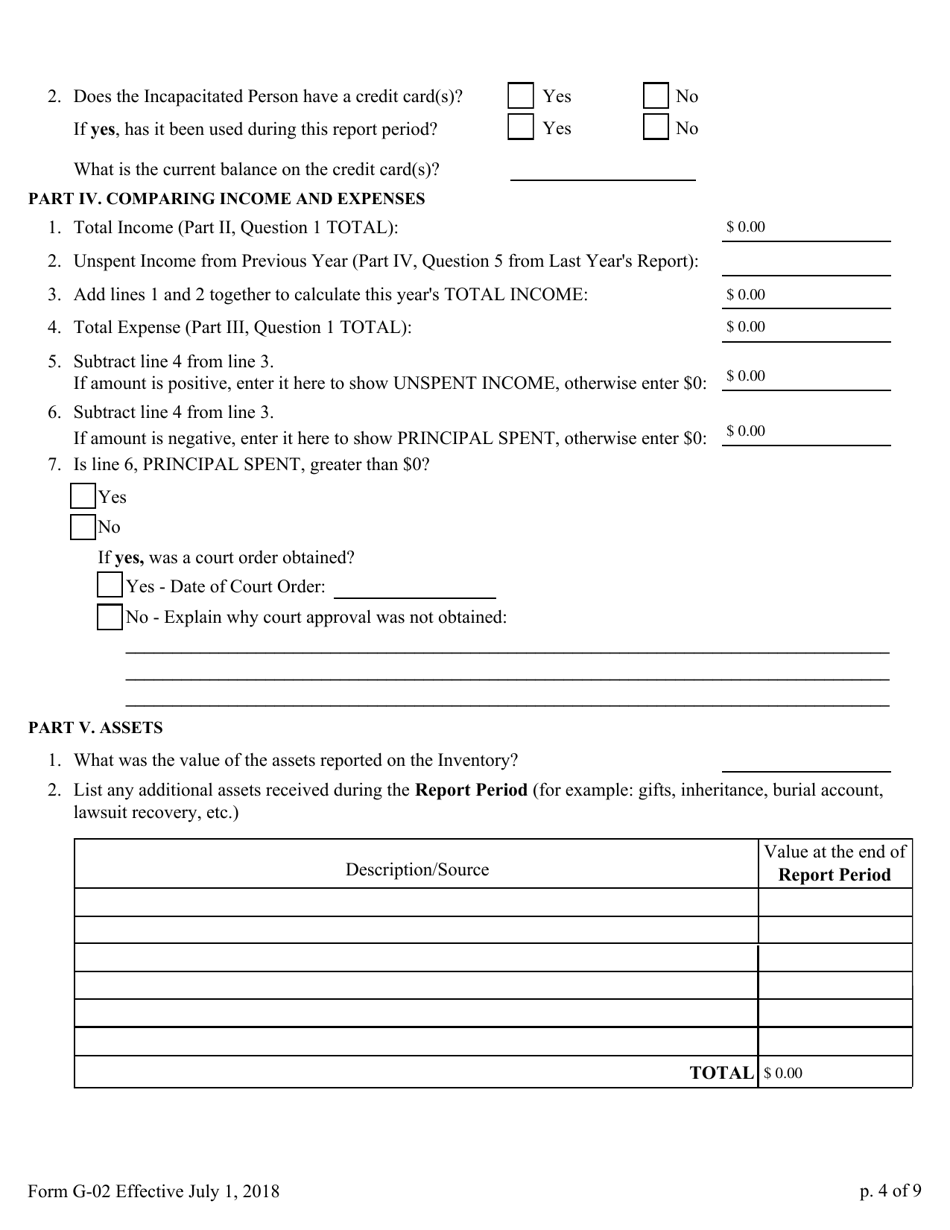 Form G-02 Report of Guardian of the Estate - Pennsylvania, Page 4