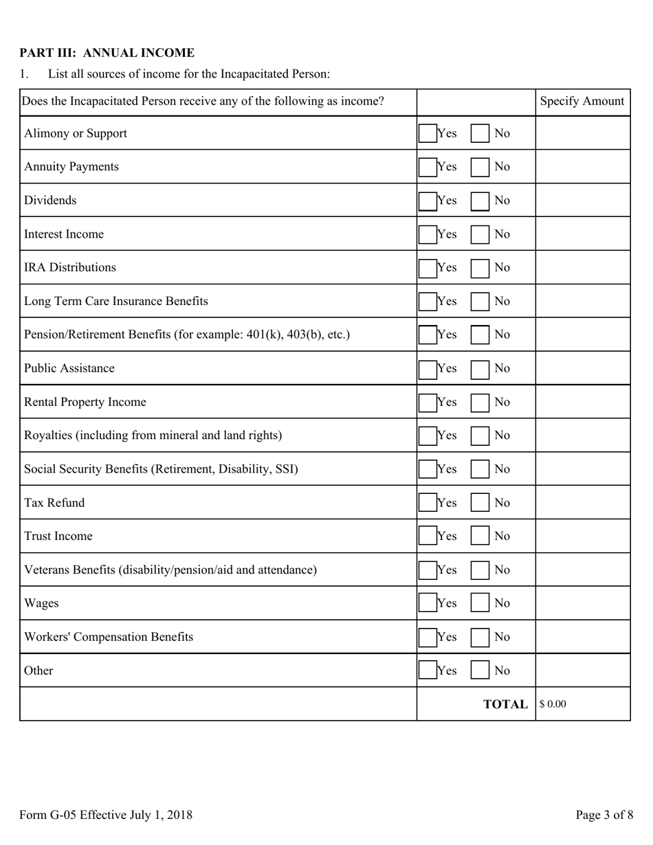 Form G-05 Guardians Inventory for an Incapacitated Person - Pennsylvania, Page 3