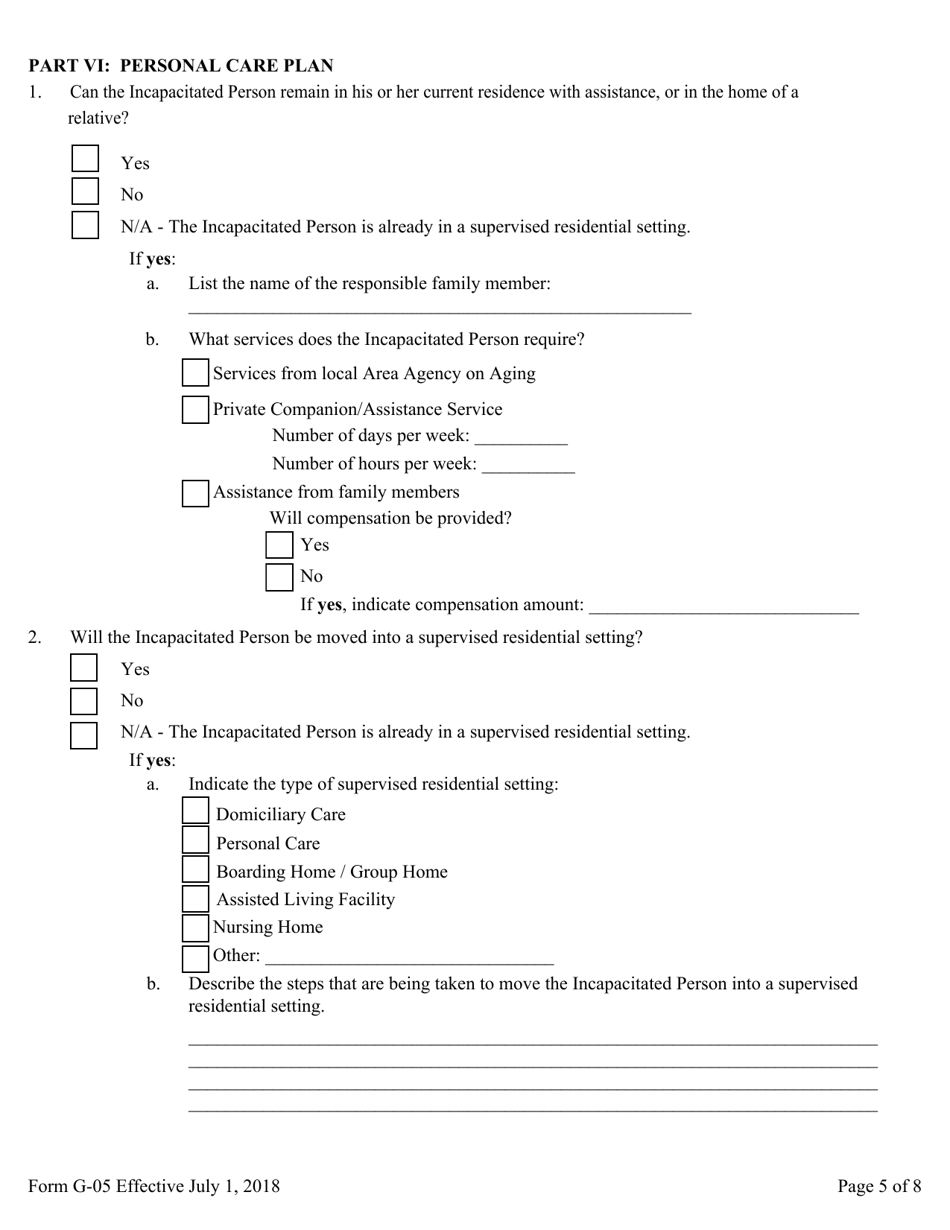 Form G-05 Guardians Inventory for an Incapacitated Person - Pennsylvania, Page 5