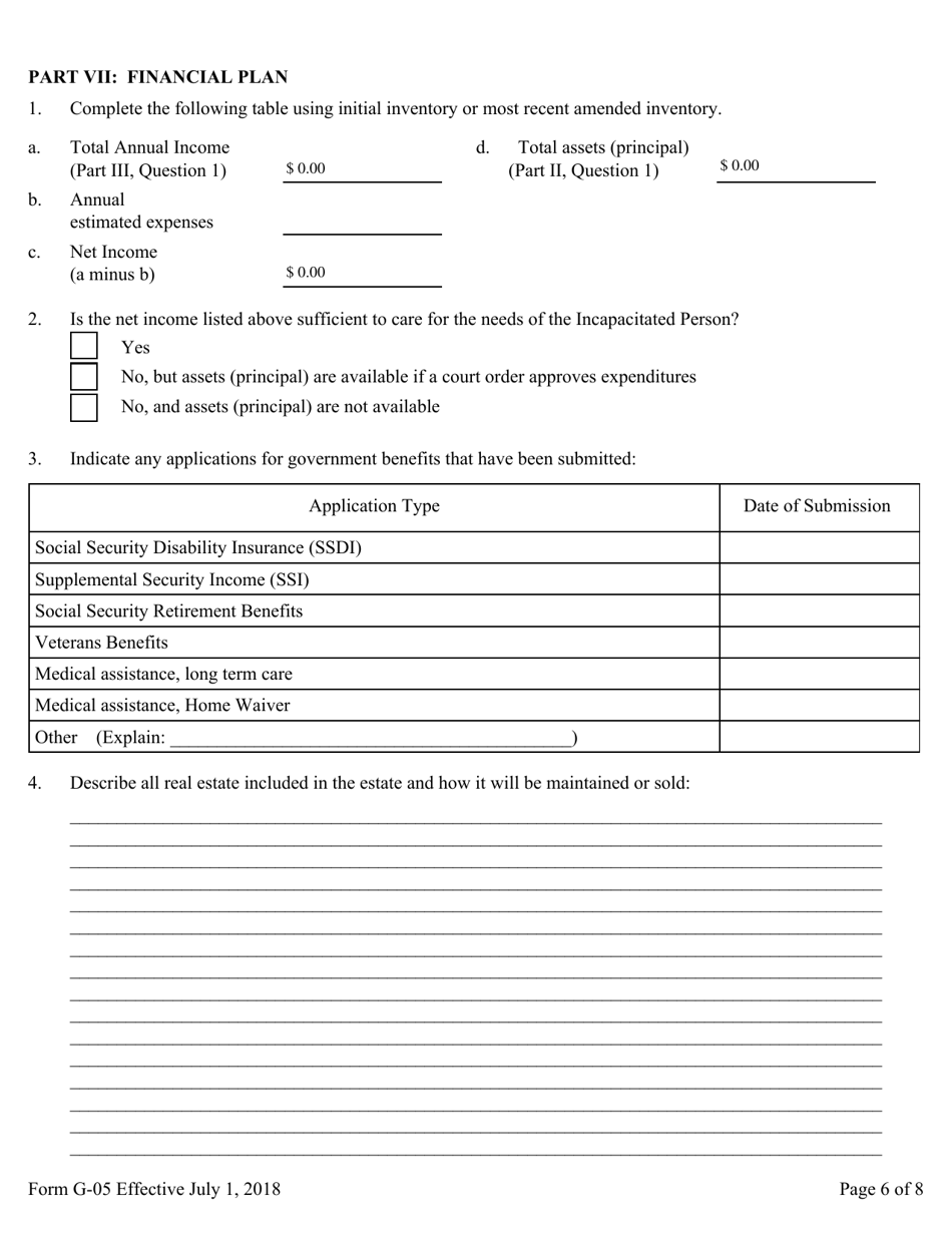 Form G-05 Guardians Inventory for an Incapacitated Person - Pennsylvania, Page 6