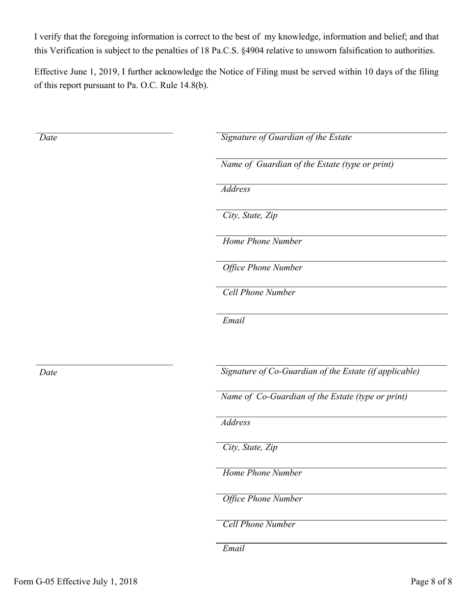 Form G-05 Guardians Inventory for an Incapacitated Person - Pennsylvania, Page 8
