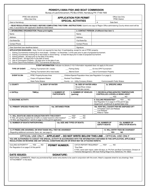 Form PFBC-500  Printable Pdf