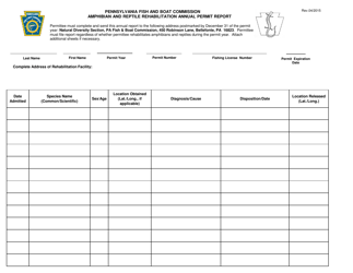 Document preview: Amphibian and Reptile Rehabilitation Annual Permit Report - Pennsylvania