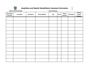 Document preview: Amphibian and Reptile Rehabilitation Assistant Information - Pennsylvania
