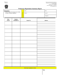 Document preview: Form PFBC-725 Temporary Registration Summary Report - Pennsylvania
