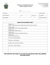 Document preview: Form PFBC-L-129 Pennsylvania Fishing License Shipping Request Form - Pennsylvania