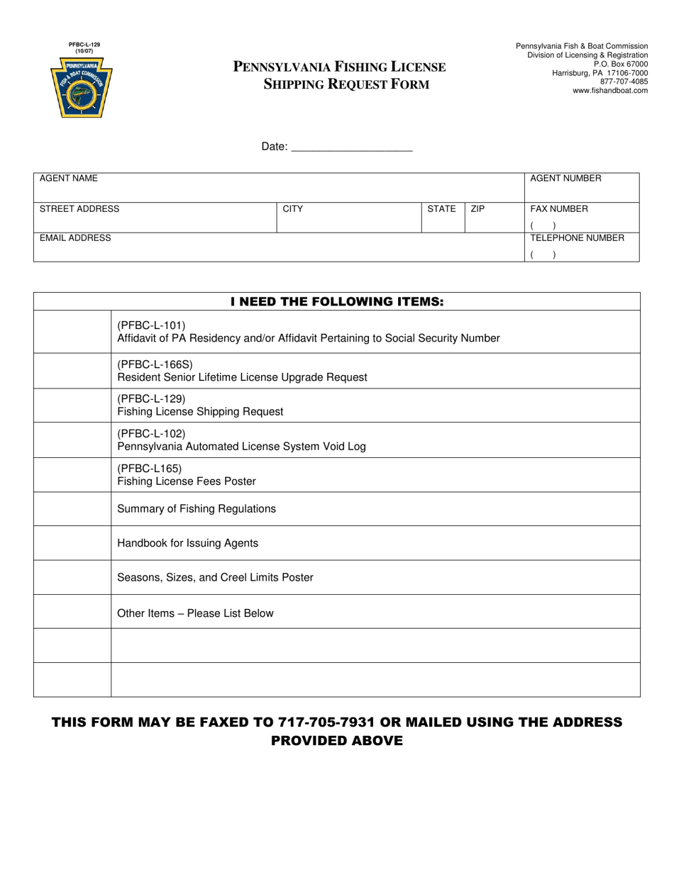 Form PFBC-L-129 Download Printable PDF or Fill Online Pennsylvania Sns-Brigh10