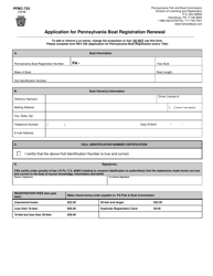 Document preview: Form PFBC-733 Application for Pennsylvania Boat Registration Renewal - Pennsylvania