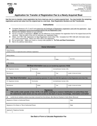 Document preview: Form PFBC-R4 Application for Transfer of Registration Fee to a Newly Acquired Boat - Pennsylvania
