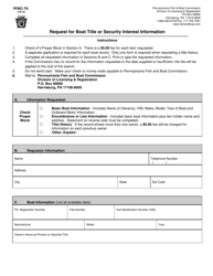 Form PFBC-T9 Request for Boat Title or Security Interest Information - Pennsylvania