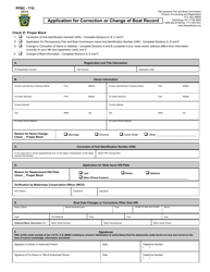 Document preview: Form PFBC-T10 Application for Correction or Change of Boat Record - Pennsylvania