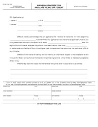 Form PLCB-1136 Waiver/Authorization and Late Filing Statement - Pennsylvania